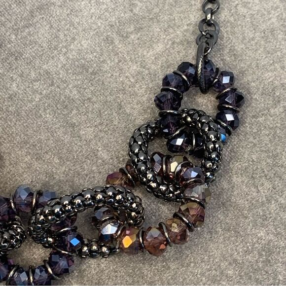 NYGARD Purple pink dark chrome beaded link necklace - Picture 6 of 8